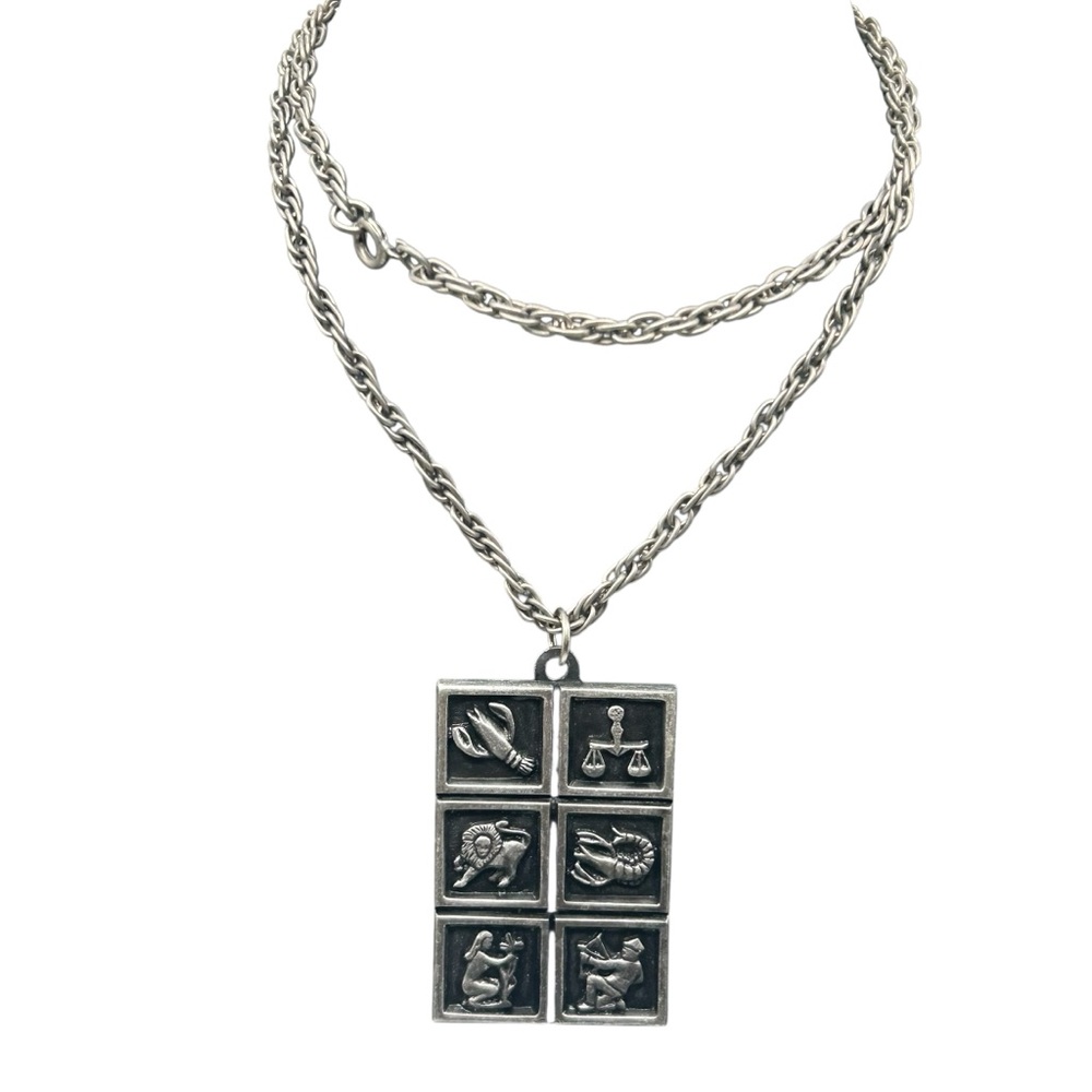 1960’s Age of Aquarius Signs of the Zodiac Pendant Necklace